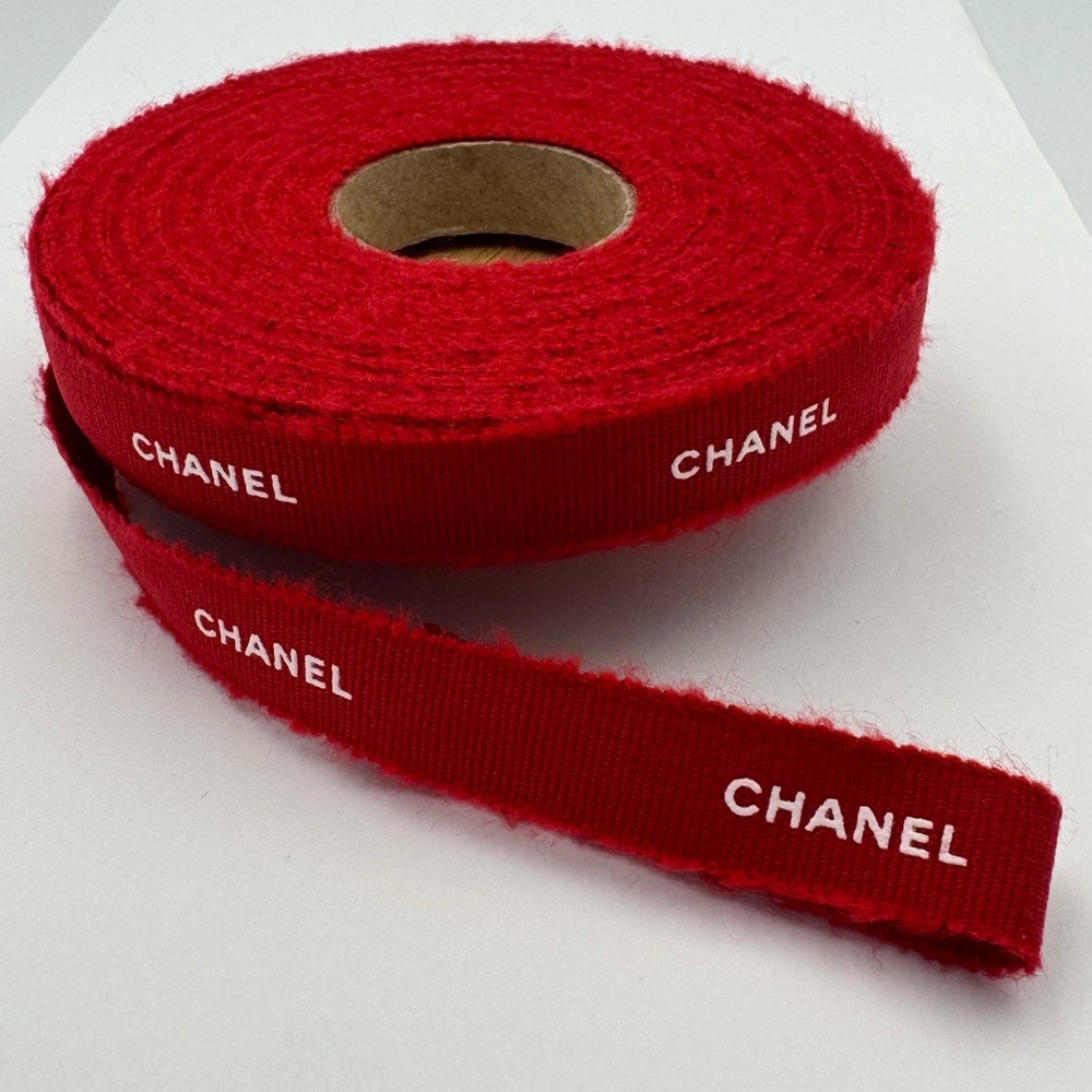 CHANEL Red and White Decorative Ribbon